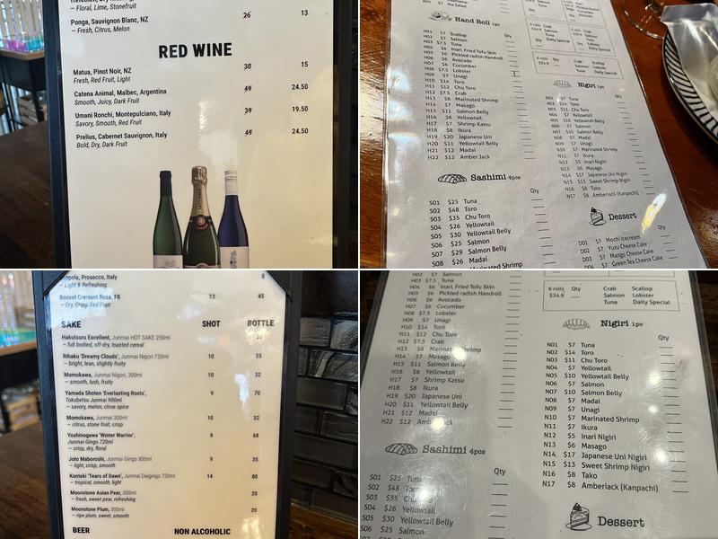 YUKI Handroll Bar Menu