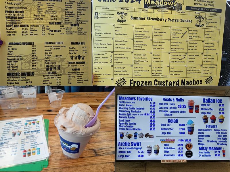 The Meadows Original Frozen Custard Helotes Menu