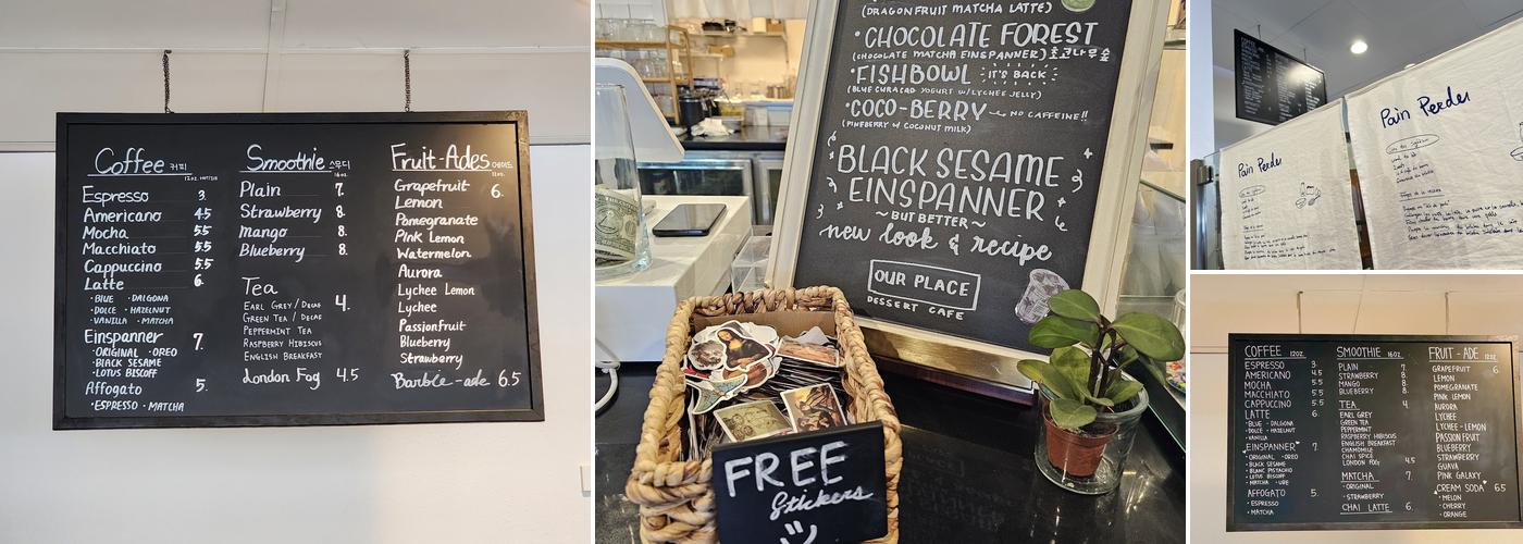 Our Place Dessert Cafe Menu