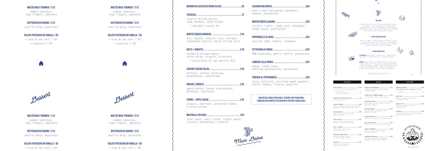Tenth House Menu