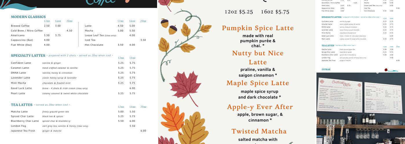 Confident Coffee Roasters Menu