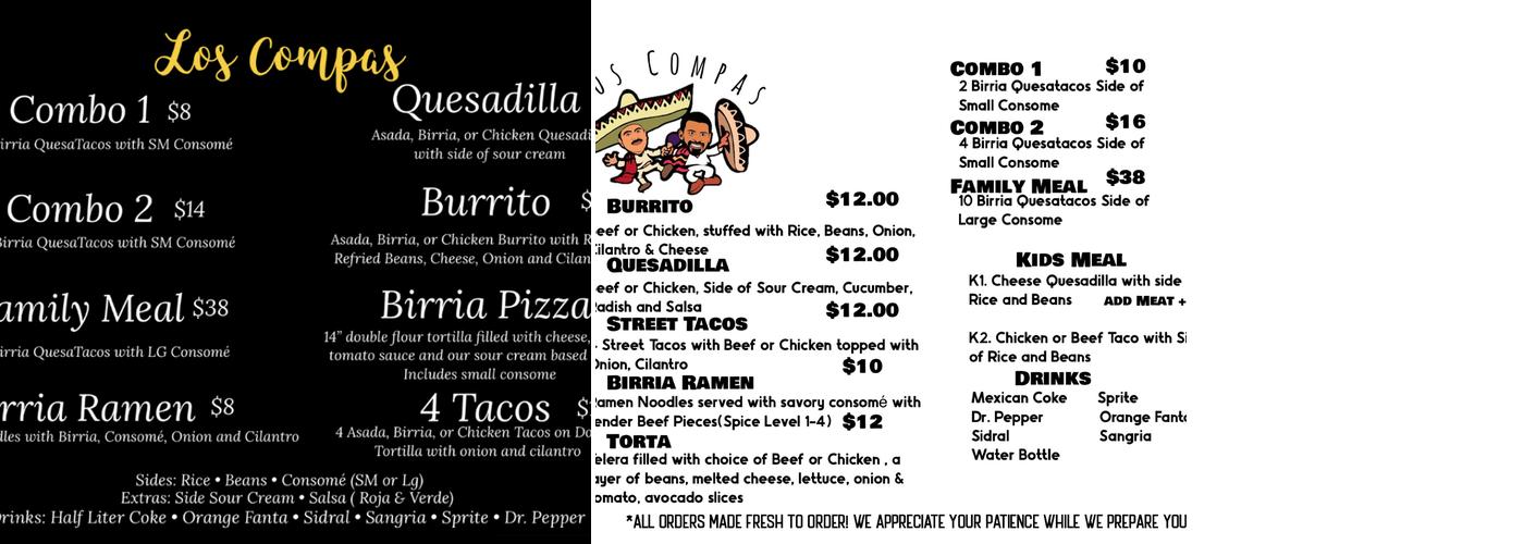 Los Compas Drive Thru Menu