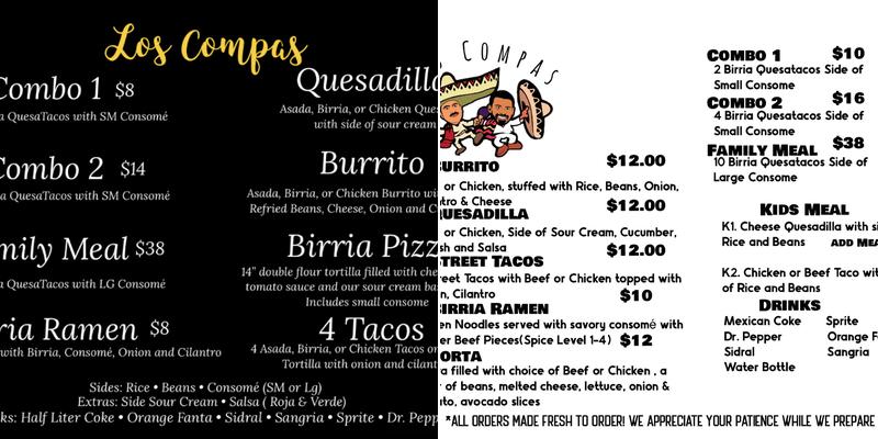 Los Compas Drive Thru Menu
