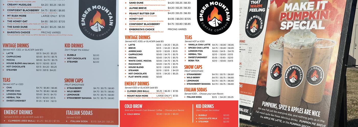 Ember Mountain Coffee Co Menu