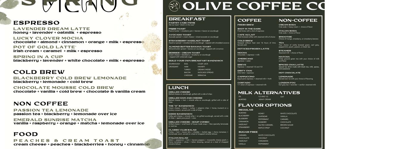 Olive Coffee Company | Alma Branch Menu