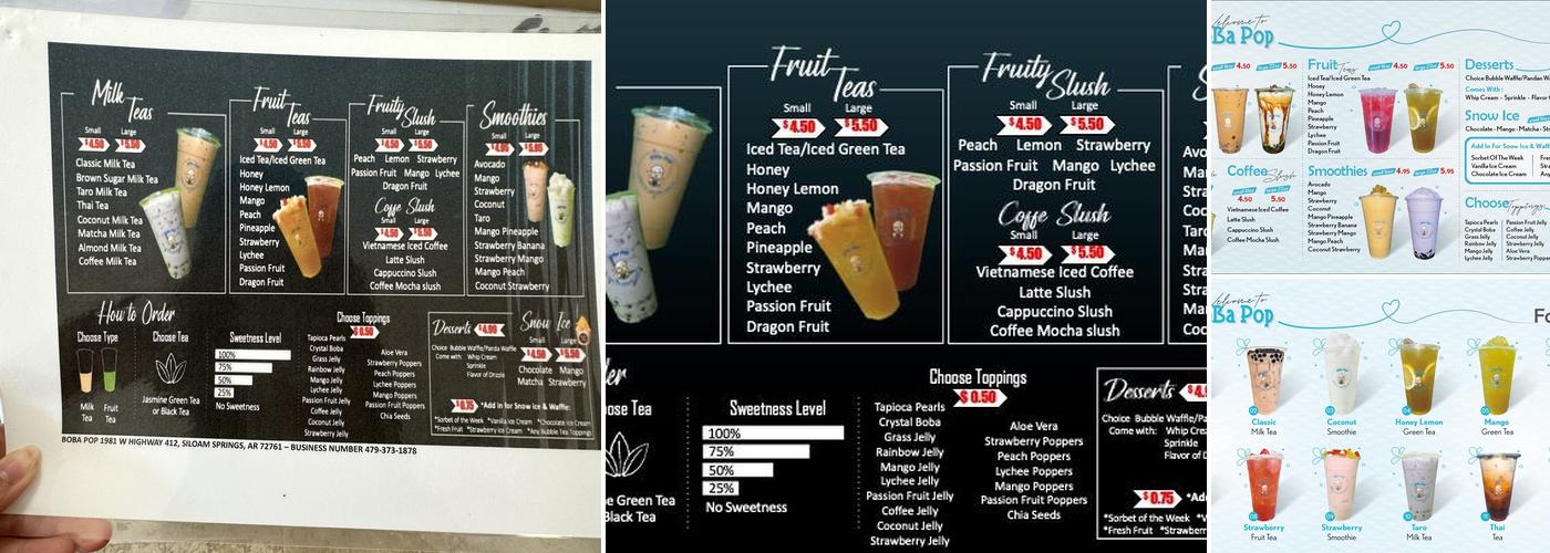 Boba Pop Menu