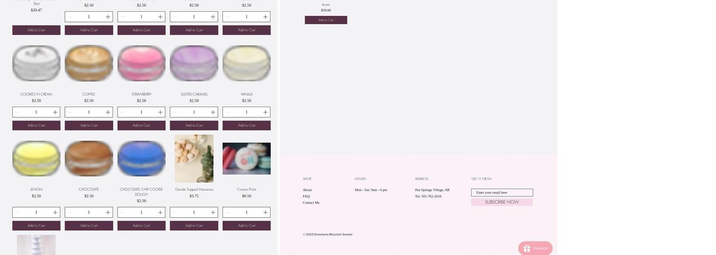 Strawberry Mountain Sweets Menu