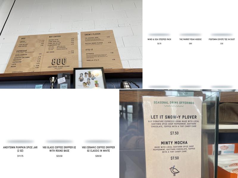 Andytown Coffee Roasters Menu