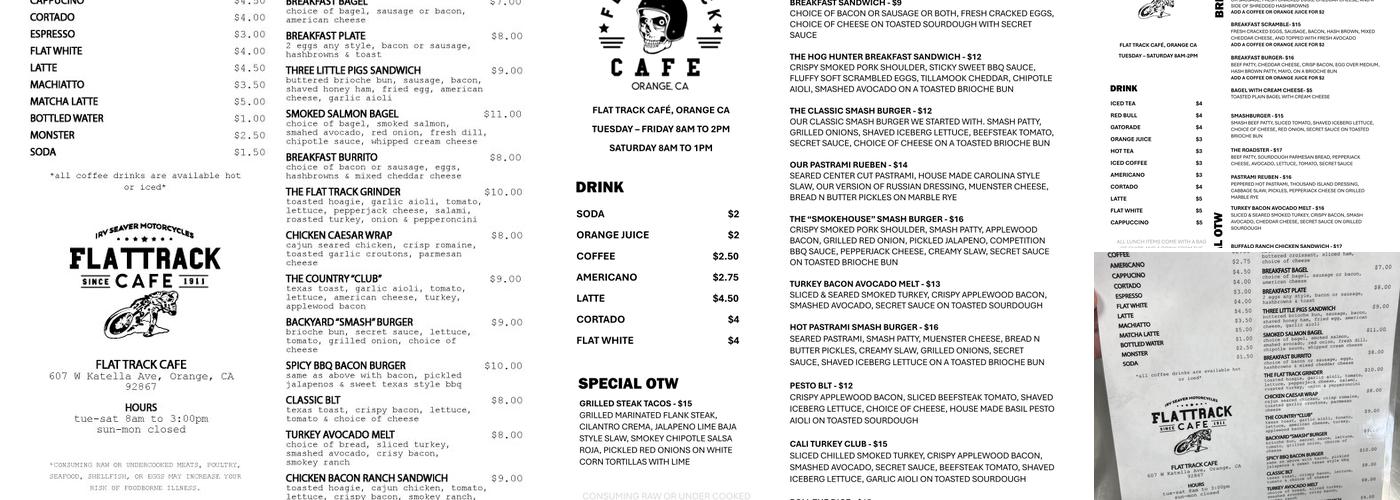 Flattrack Café Menu