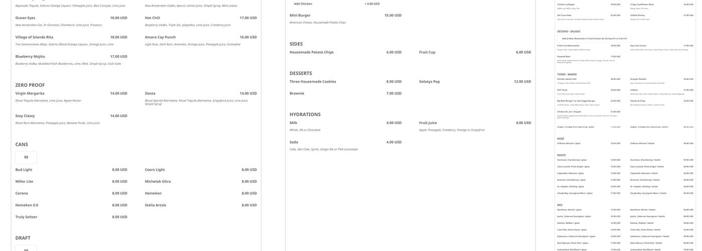 Tiki Bar Menu