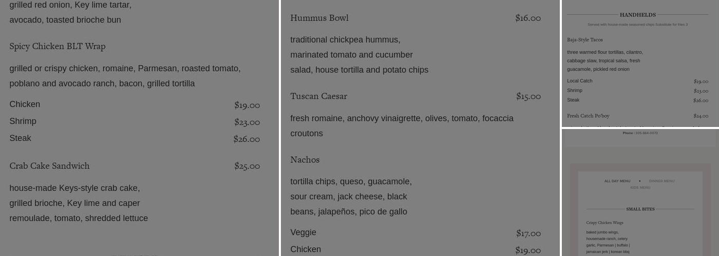 Tiki Bar Menu