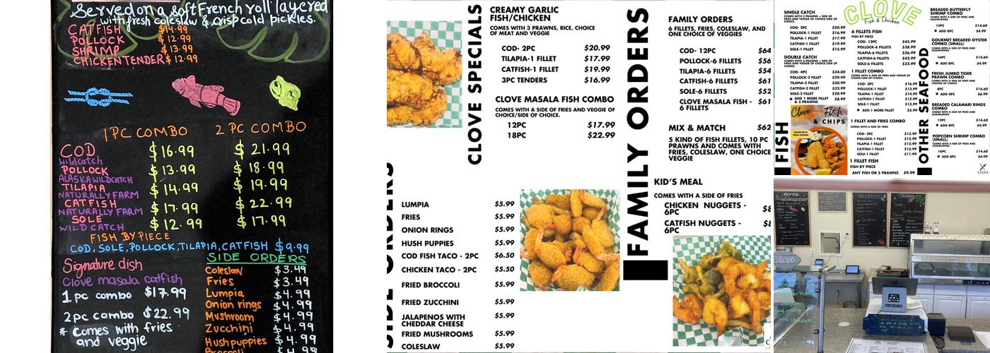 Clove Fish & Chicken Menu