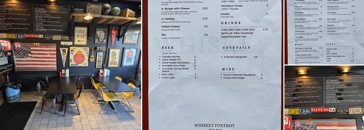Whiskey Foxtrot Burger Shoppe Menu