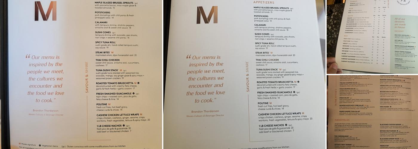 Moxies Scottsdale Restaurant Menu