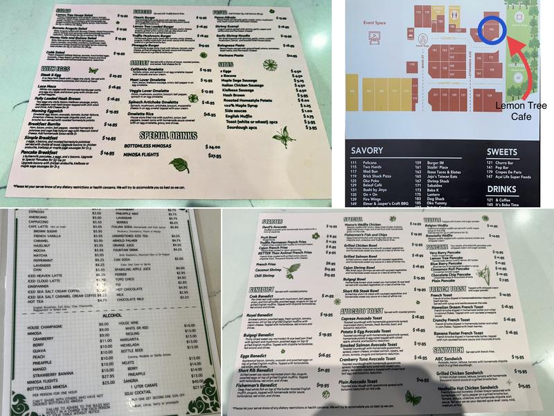 lemon tree cafe Menu