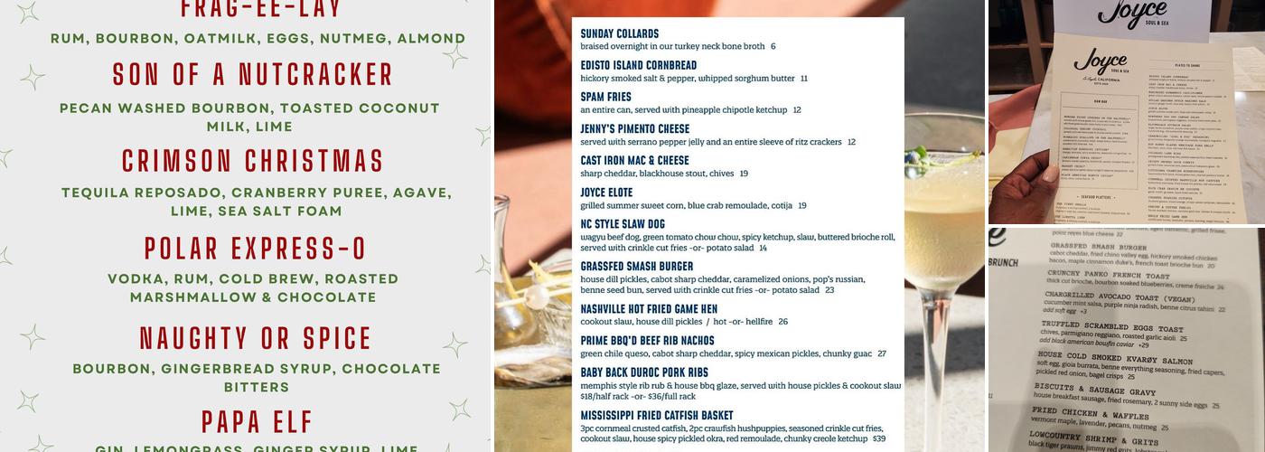 Joyce Soul and Sea Menu