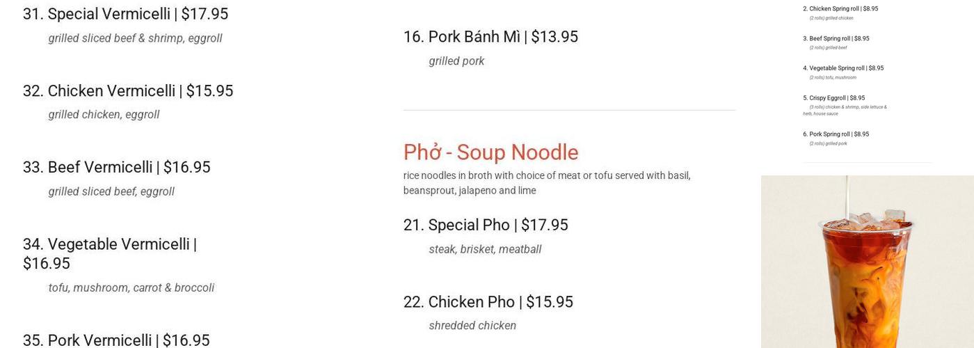 Viet on Fletcher Menu