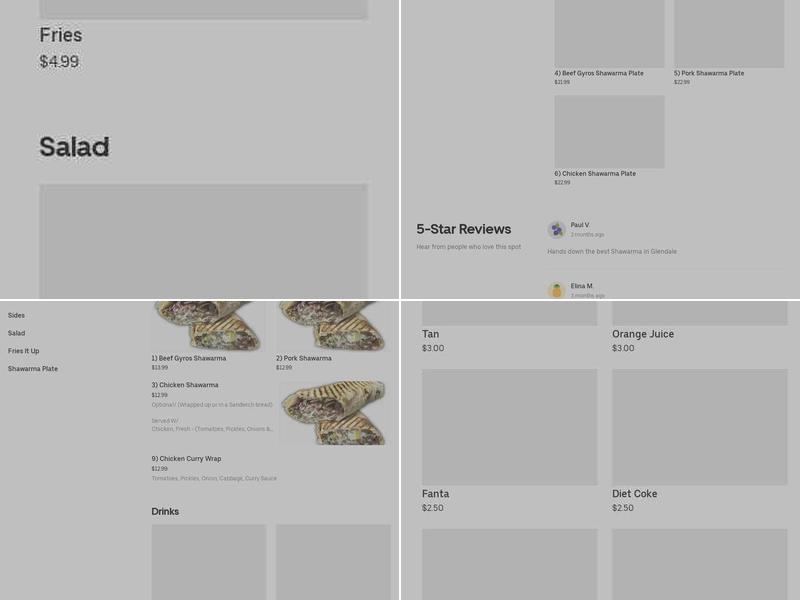 Wrap It Up Shawarma Menu