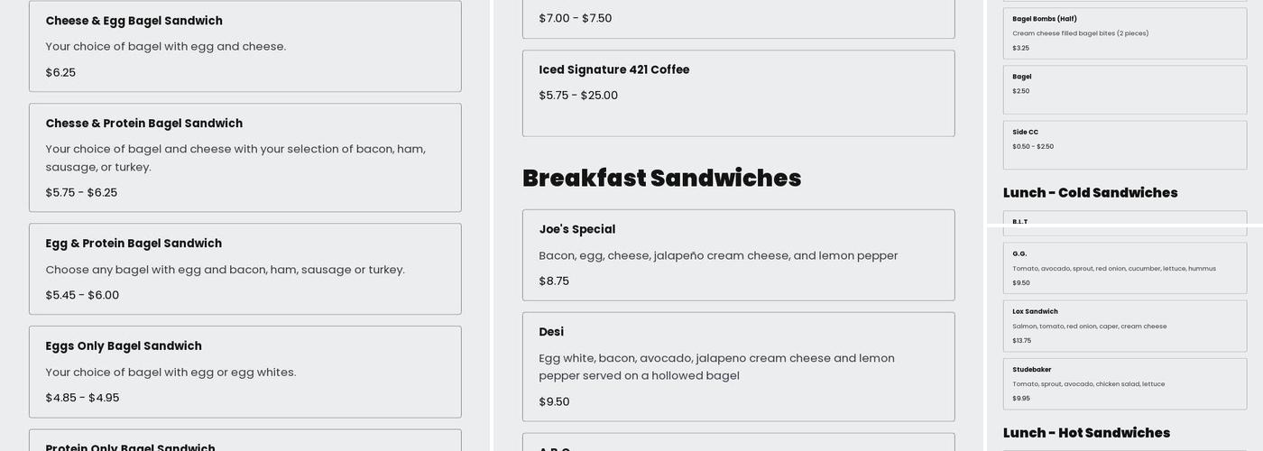 Cassidy's Corner Cafe of Long Beach Menu