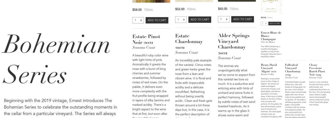 Ernest Vineyards Menu