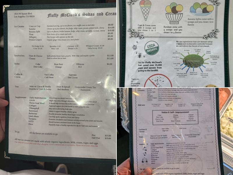 Fluffy McCloud's Menu