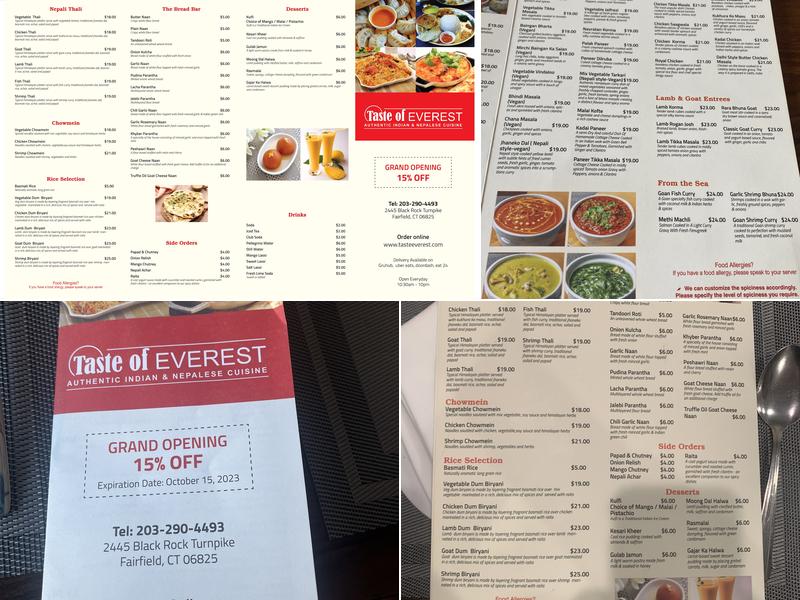 Taste Of Everest Menu