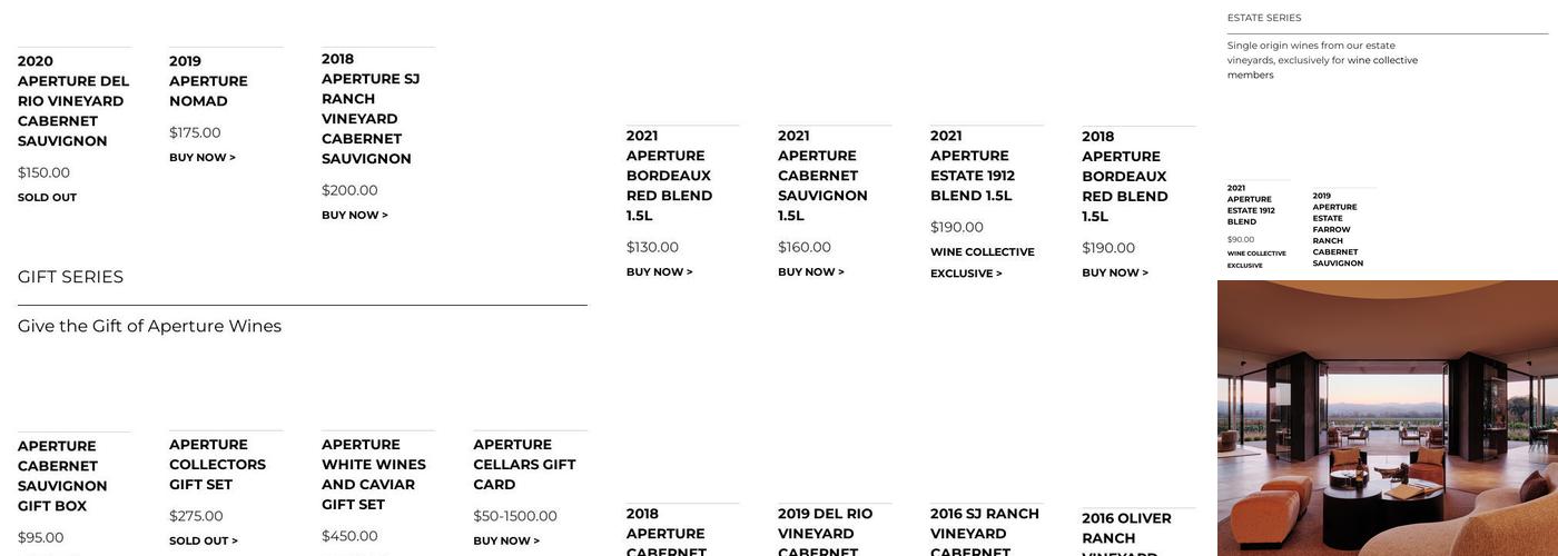 Aperture Cellars Menu