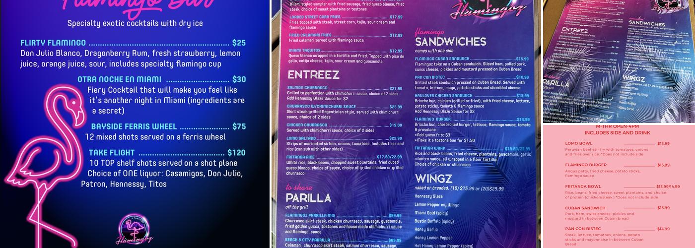 Flamingoz A Taste of Miami Menu