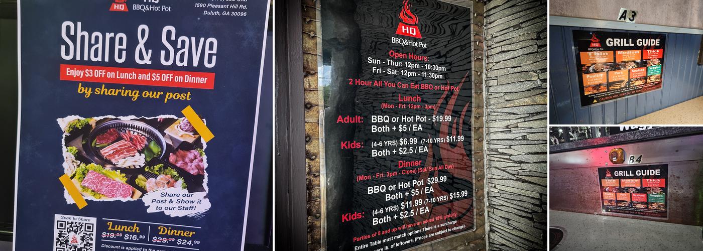 HQ Korean BBQ & Hot Pot Duluth Menu