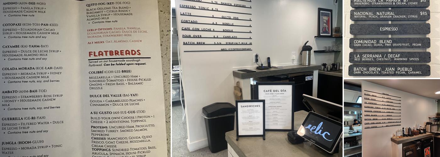 Relic Coffee Company Menu