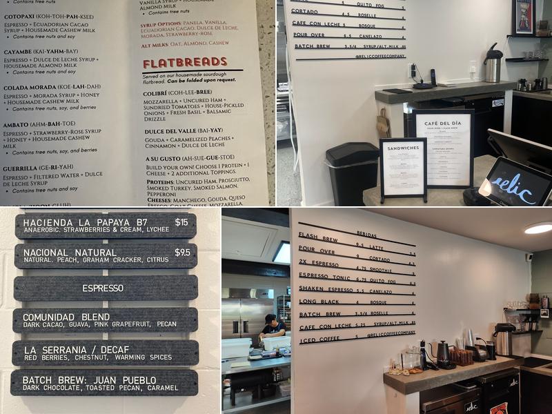 Relic Coffee Company Menu