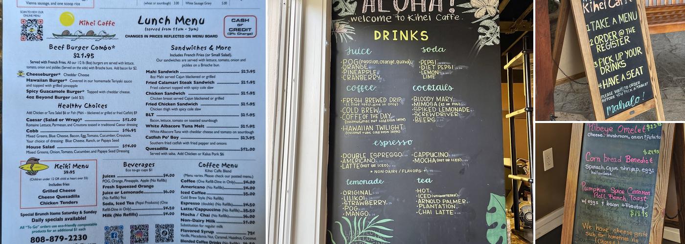 Kihei Caffe Maui Coast Hotel Menu