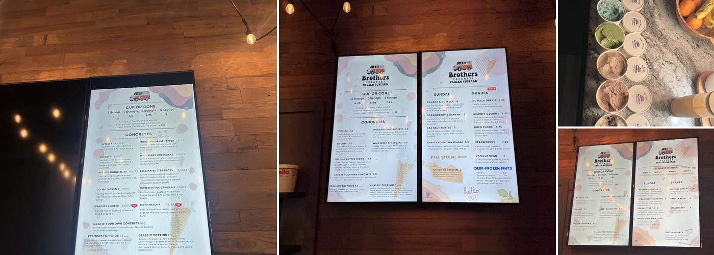 Brothers Creamery Frozen Custard Menu