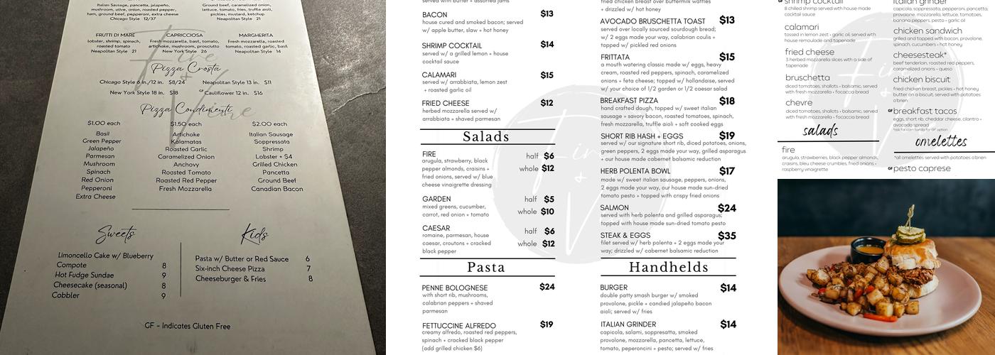 Fire & Vine Menu