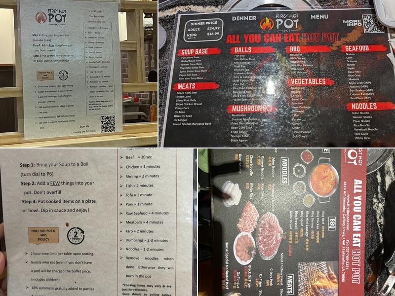 First Hot Pot & BBQ Menu