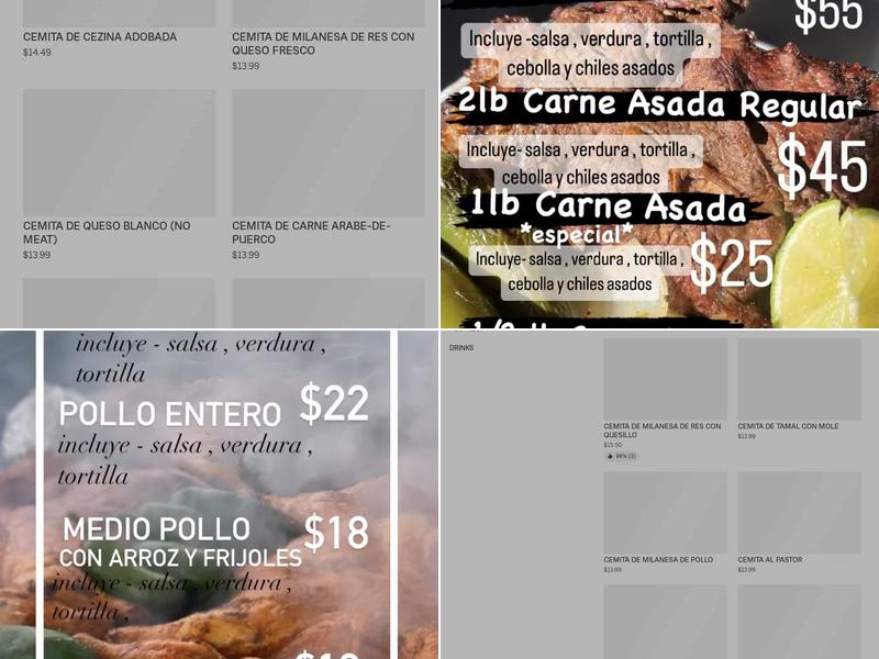 Pollos El Sinaloense Menu