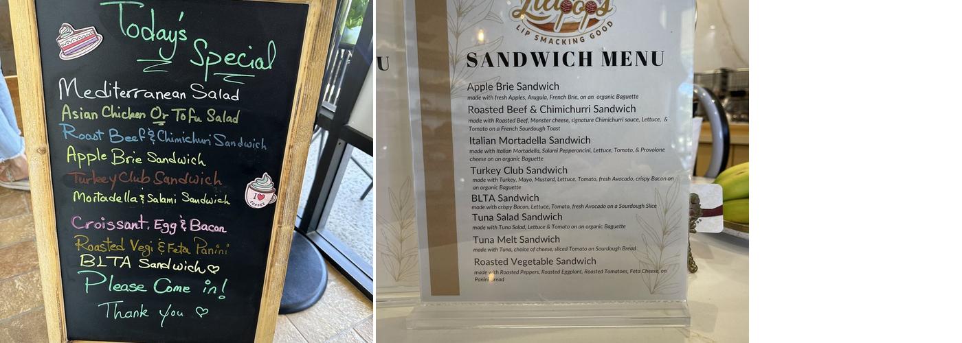 Lilipops Bakery Menu