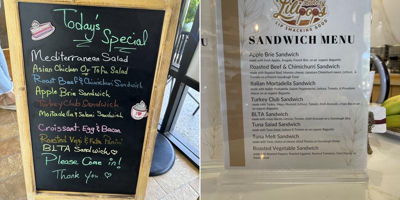 Lilipops Bakery Menu