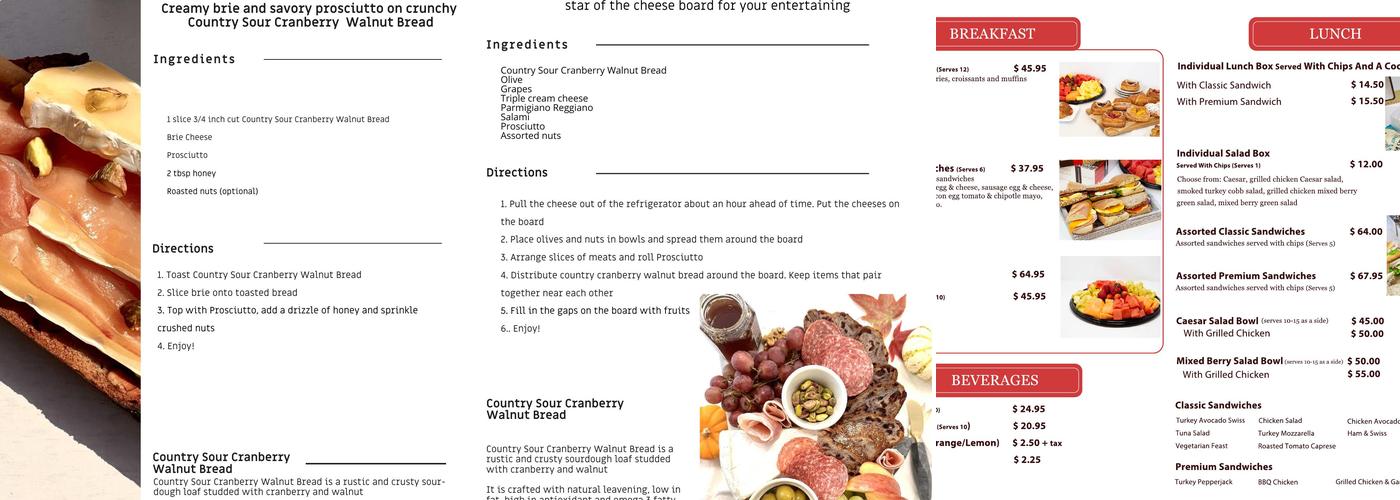 Andersen Bakery Menu