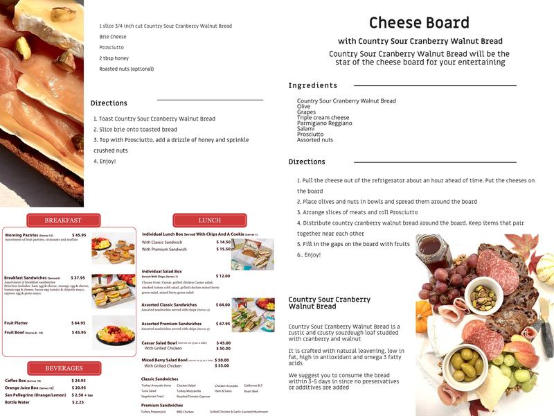 Andersen Bakery Menu