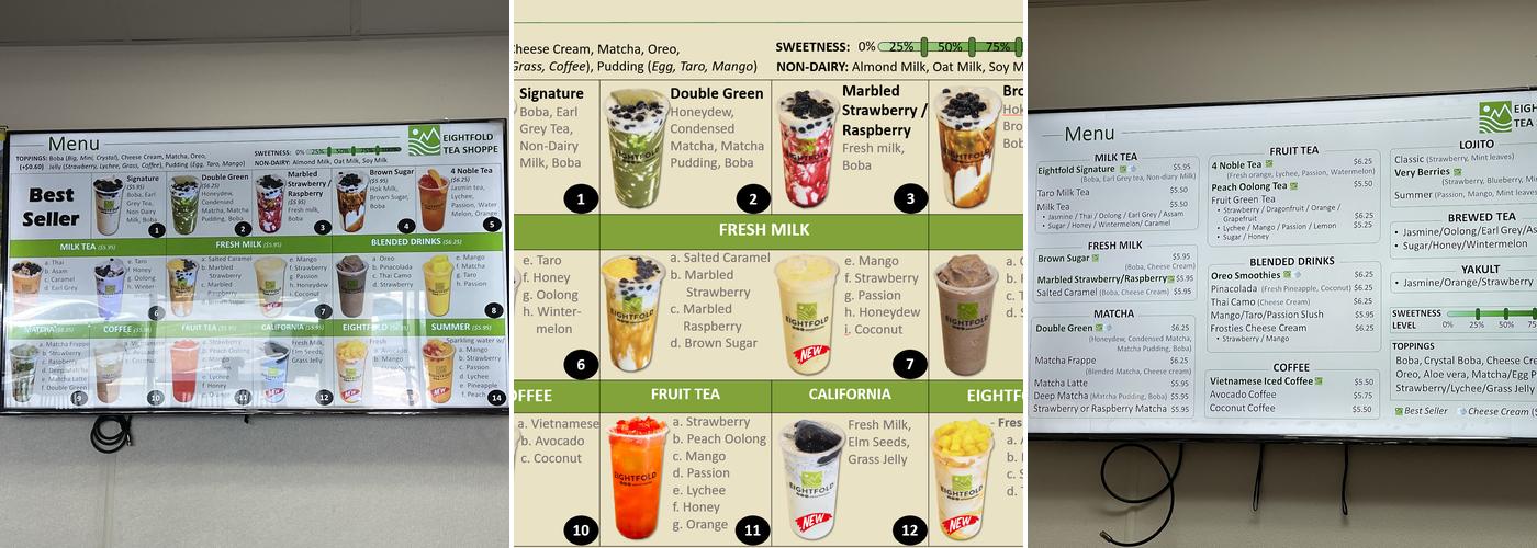 Eightfold Tea Shoppe Menu