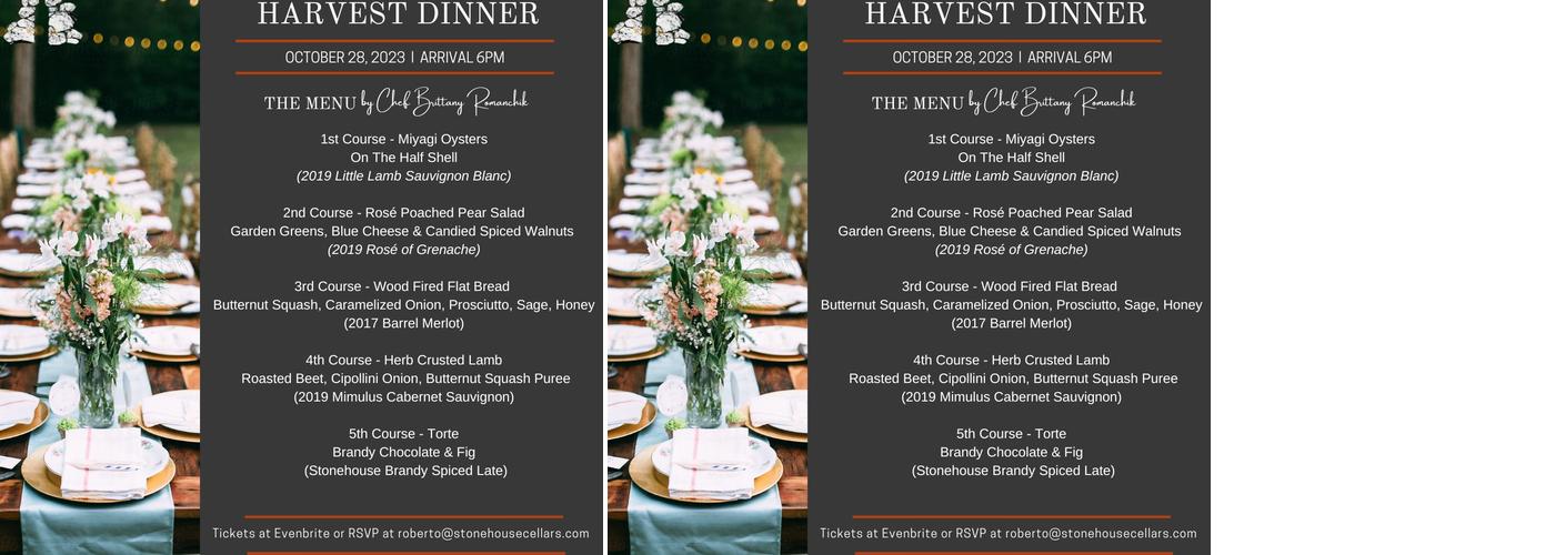 Stonehouse Cellars Menu