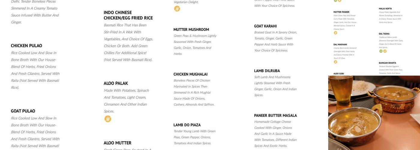 Curry Leaf Menu