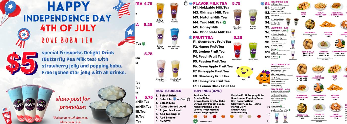Rove Boba Menu