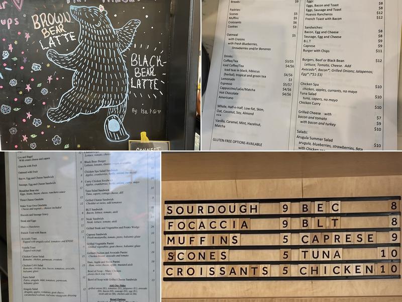 Dancing Bear Cafe Menu