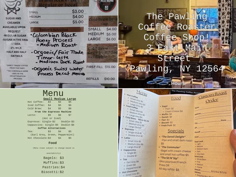 Pawling Coffee Roaster Menu