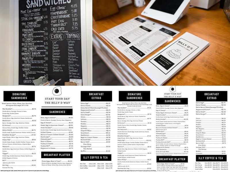Billy D’s Menu