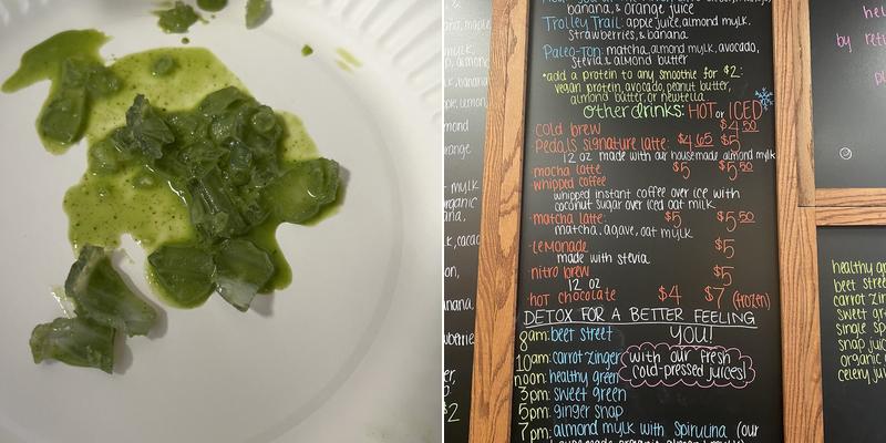 Pedals Smoothie and Juice Bar Menu