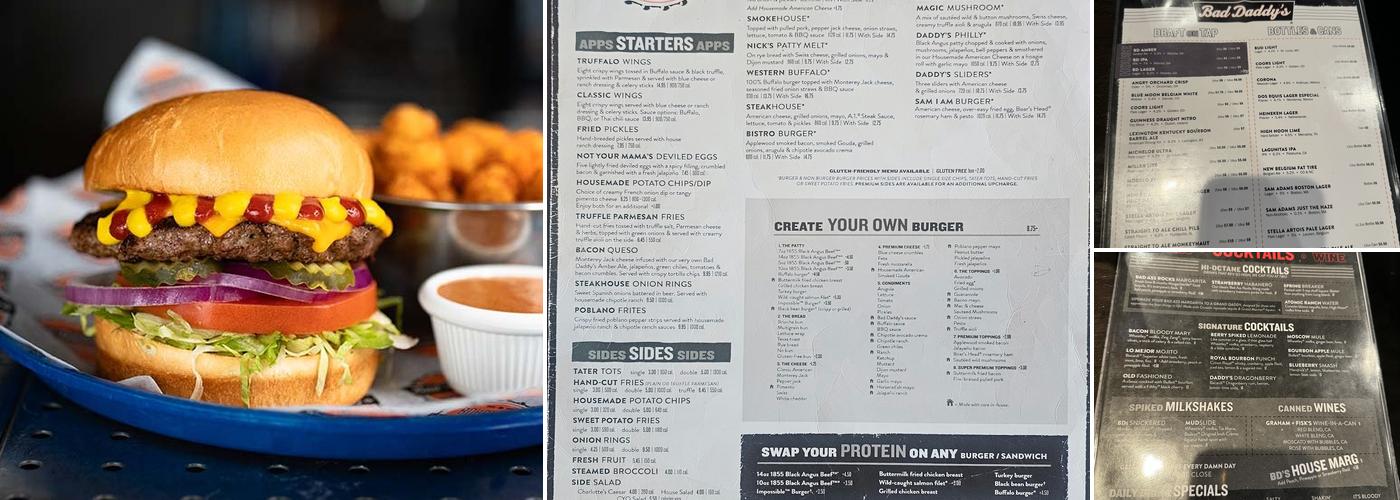Bad Daddy's Burger Bar Menu