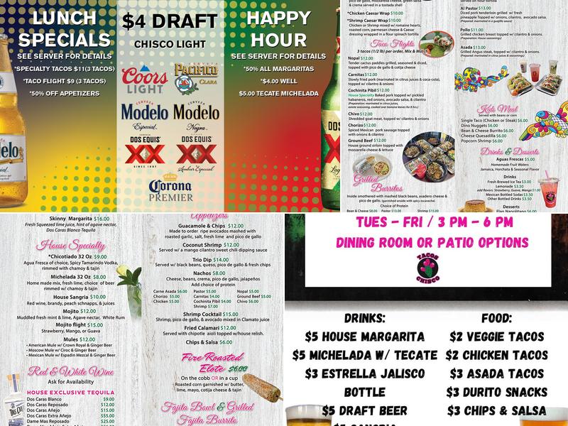 Tacos Chisco Bar & Grill Menu